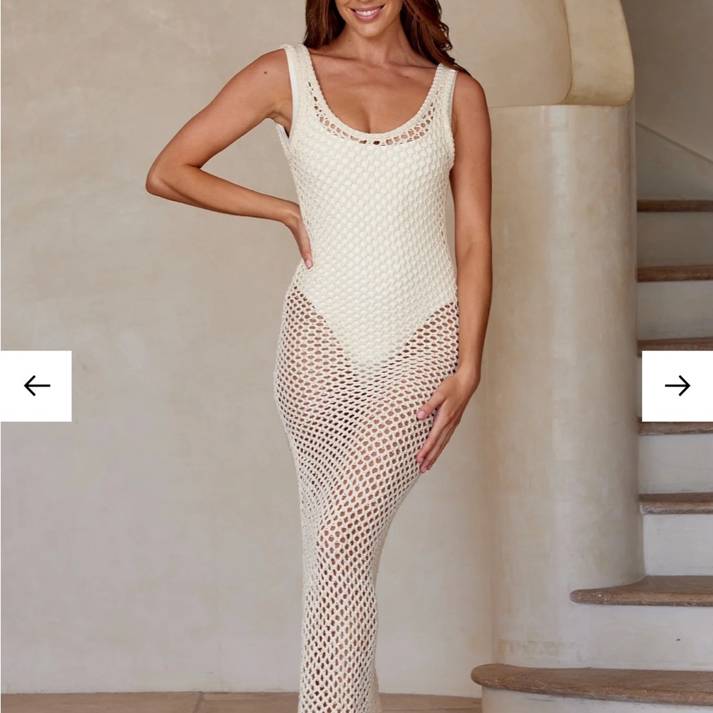 Ivory crochet maxi dress Monday swimwear